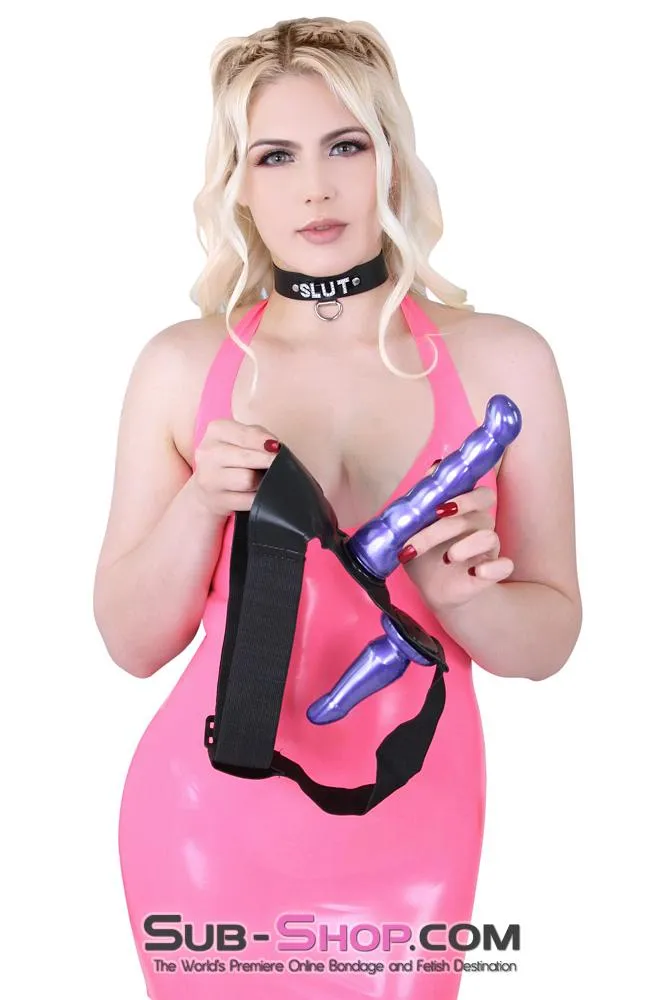 7392M-SIS      Sissy Slave Tart Tit for Tat Double Dildo Dungeon Mistress Adjustable Pegging Strap On Dildo Harness Set