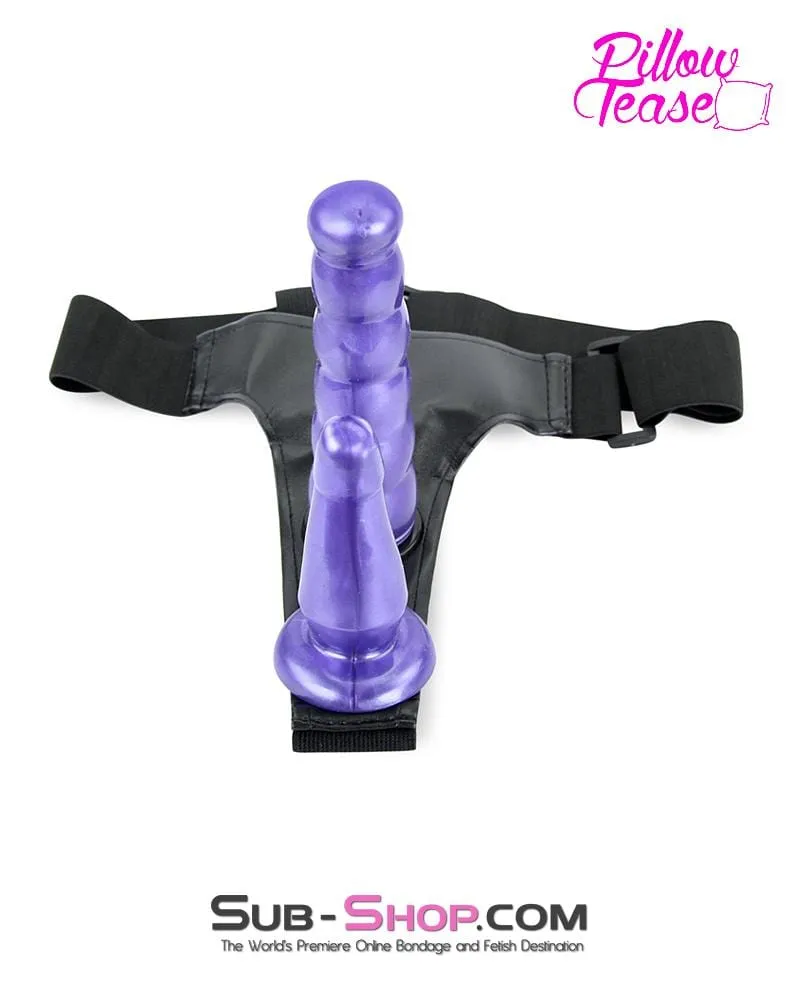 7392M-SIS      Sissy Slave Tart Tit for Tat Double Dildo Dungeon Mistress Adjustable Pegging Strap On Dildo Harness Set