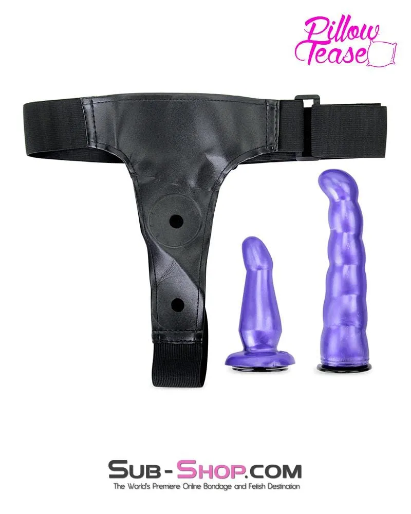 7392M-SIS      Sissy Slave Tart Tit for Tat Double Dildo Dungeon Mistress Adjustable Pegging Strap On Dildo Harness Set