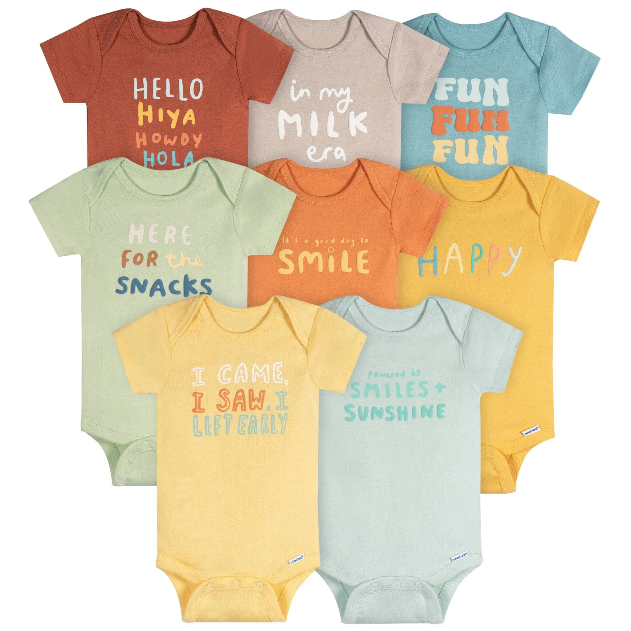 8-Pack Baby Neutral Fun Fun Fun Short Sleeve Onesies® Bodysuits
