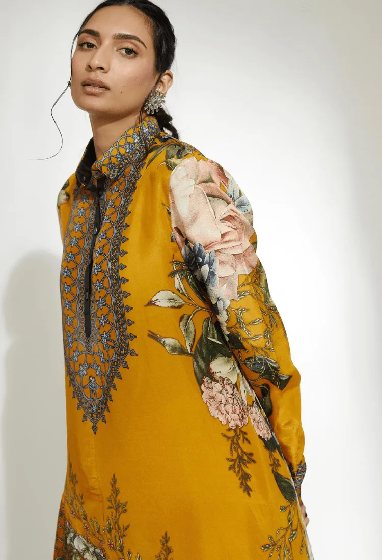 A Notting Hill Summer Bijli Mustard Tunic   Pant Set