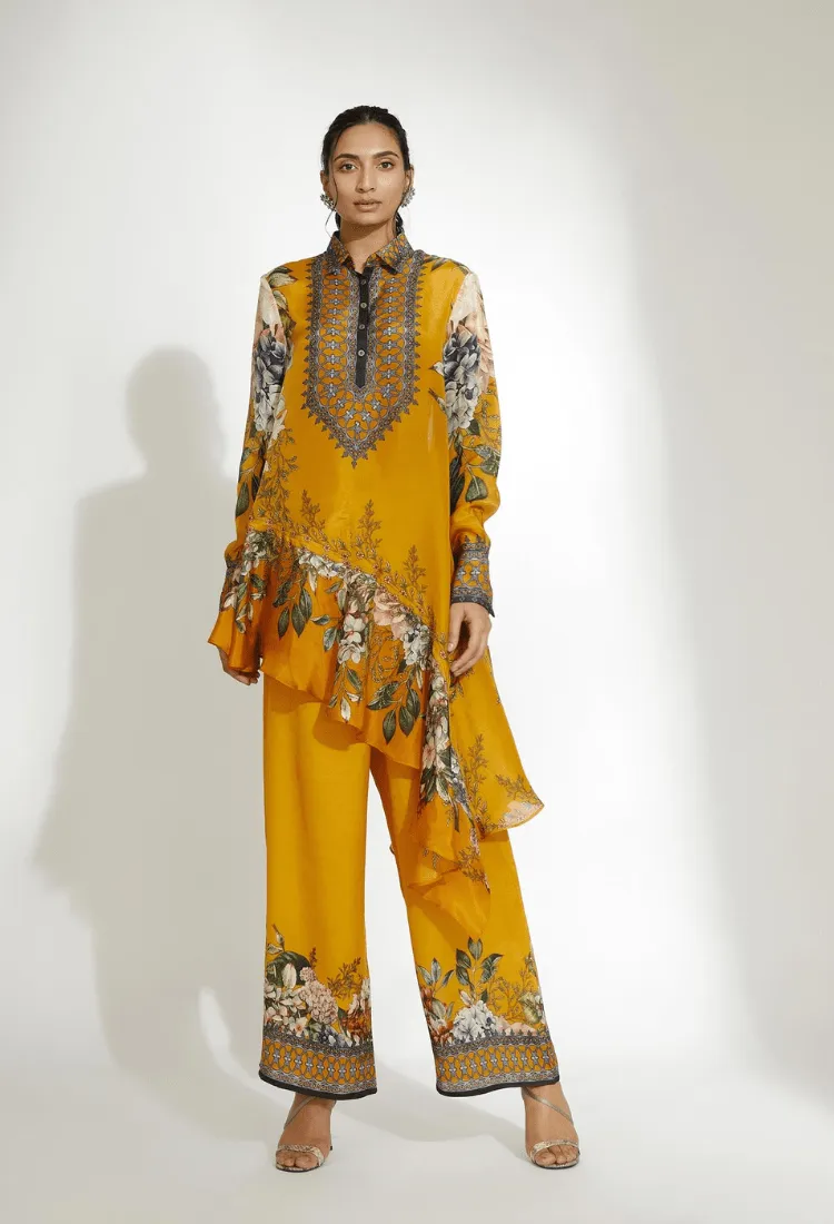 A Notting Hill Summer Bijli Mustard Tunic   Pant Set