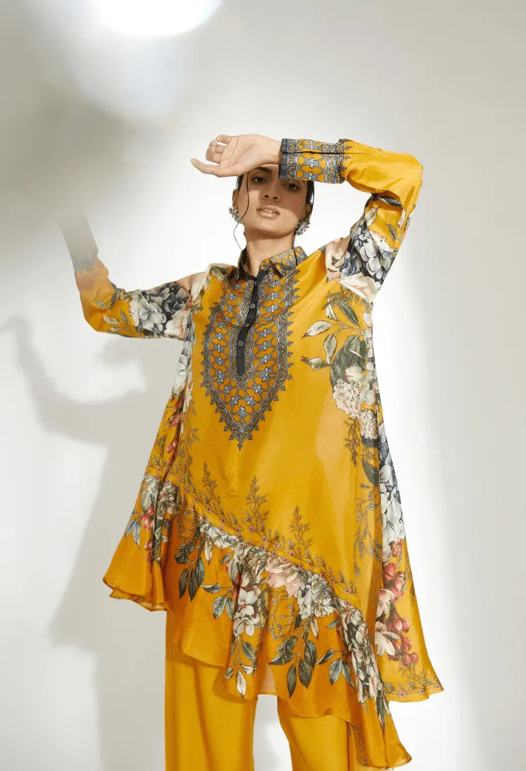 A Notting Hill Summer Bijli Mustard Tunic   Pant Set