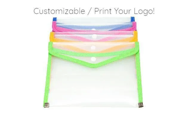 A5 Plastic Button Folder with Fabric Trim