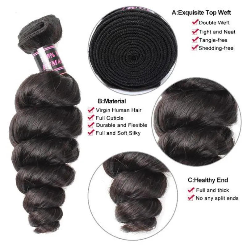 Affordable Hair Loose bounce Wave 100 human hair 10-20 Inches natural black 1 bundle