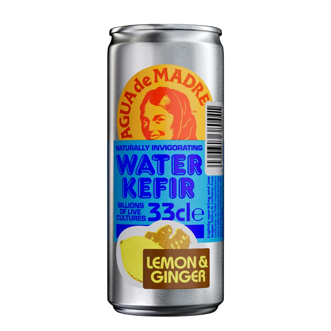 Agua De Madre Lemon Ginger Water Kefir Can 24 x 330ml