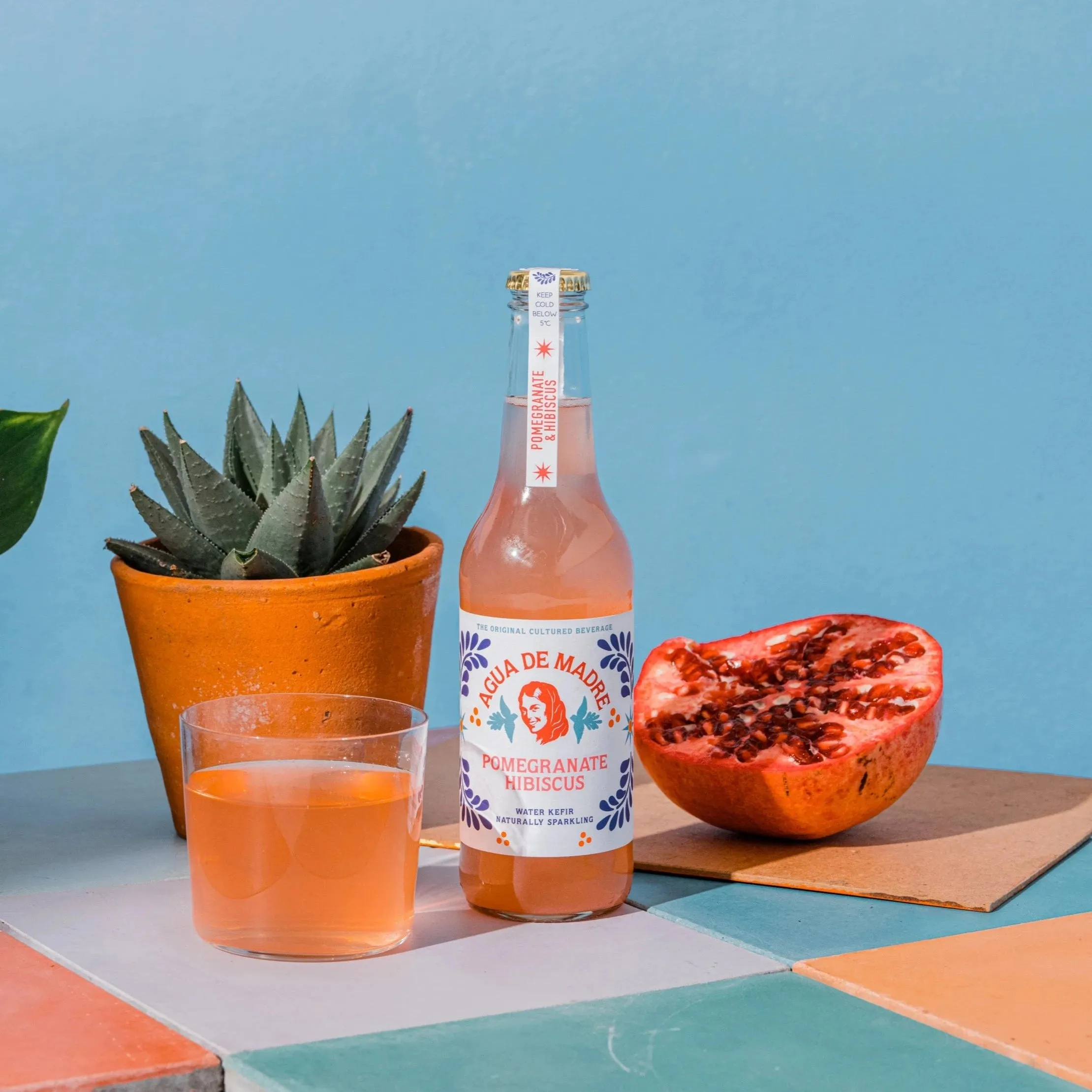 Agua De Madre Pomegranate and Hibiscus Water Kefir 24 x 33cl
