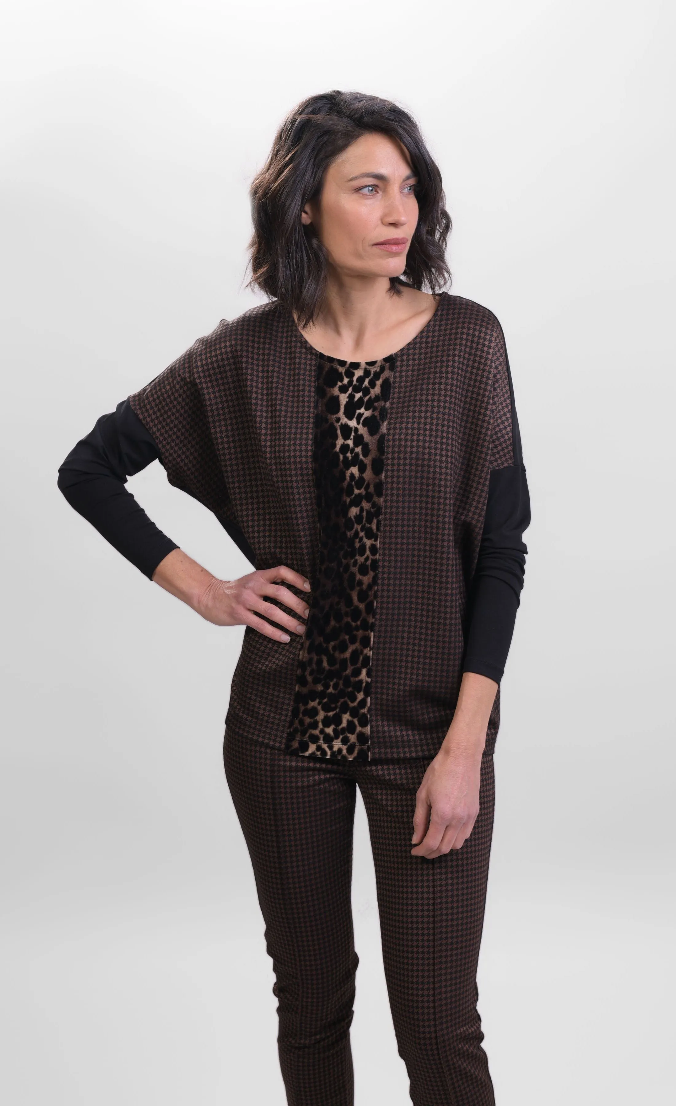 Alembika Leopard Panel Relaxed Top