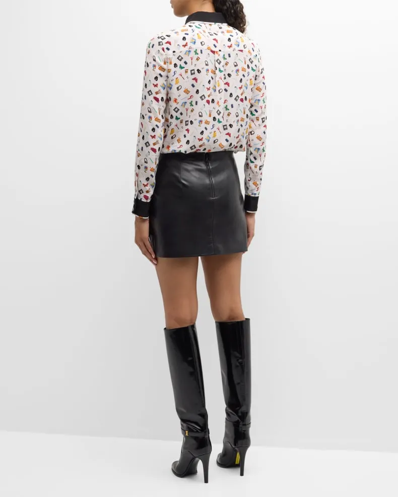 Alice   Olivia - Willa Staceface Combo Polka Dot Top - Lunch Break