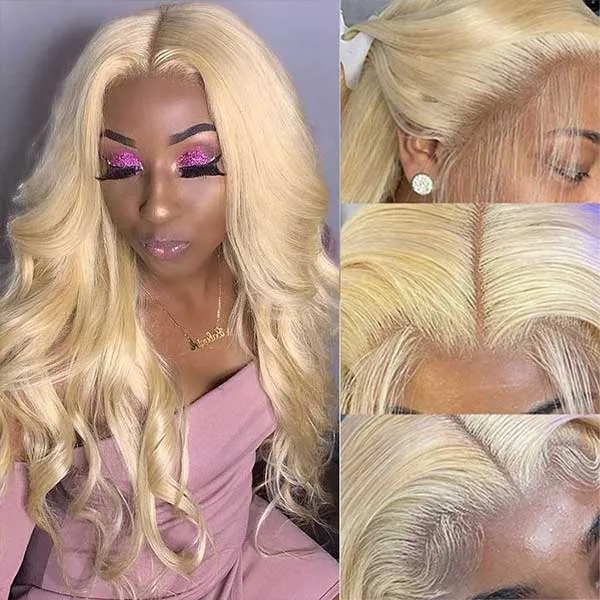 Alipop Hair 613 Blonde Wig Body Wave Wig T Part Lace Wig 150% Density Transparent Lace Wig