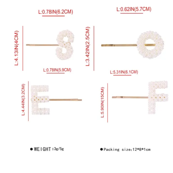 Alphabet Pattern Imitation Pearl Hair Clip