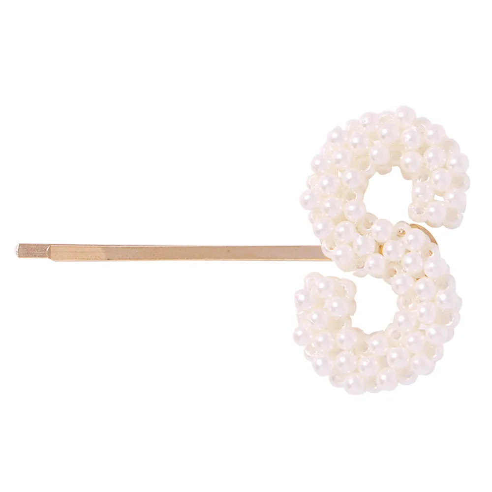 Alphabet Pattern Imitation Pearl Hair Clip