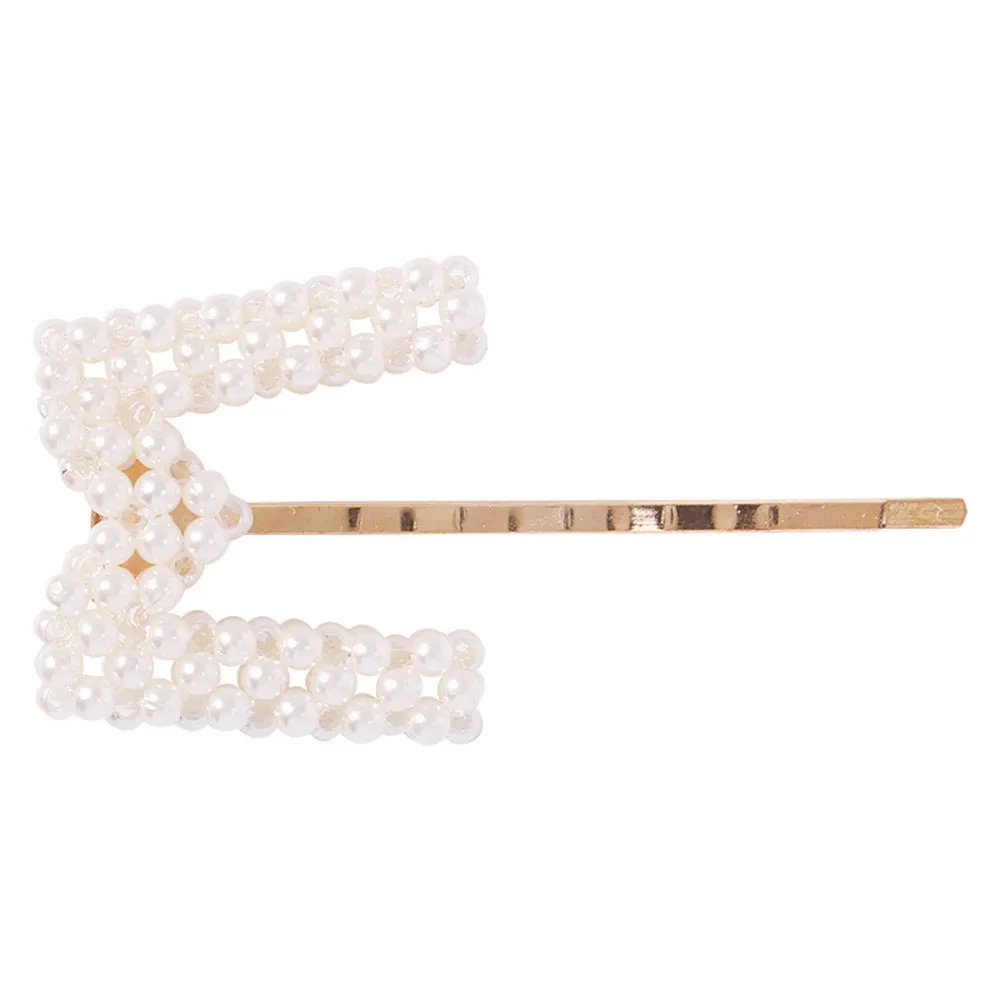 Alphabet Pattern Imitation Pearl Hair Clip