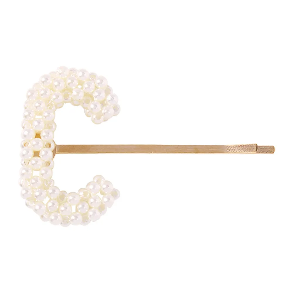 Alphabet Pattern Imitation Pearl Hair Clip