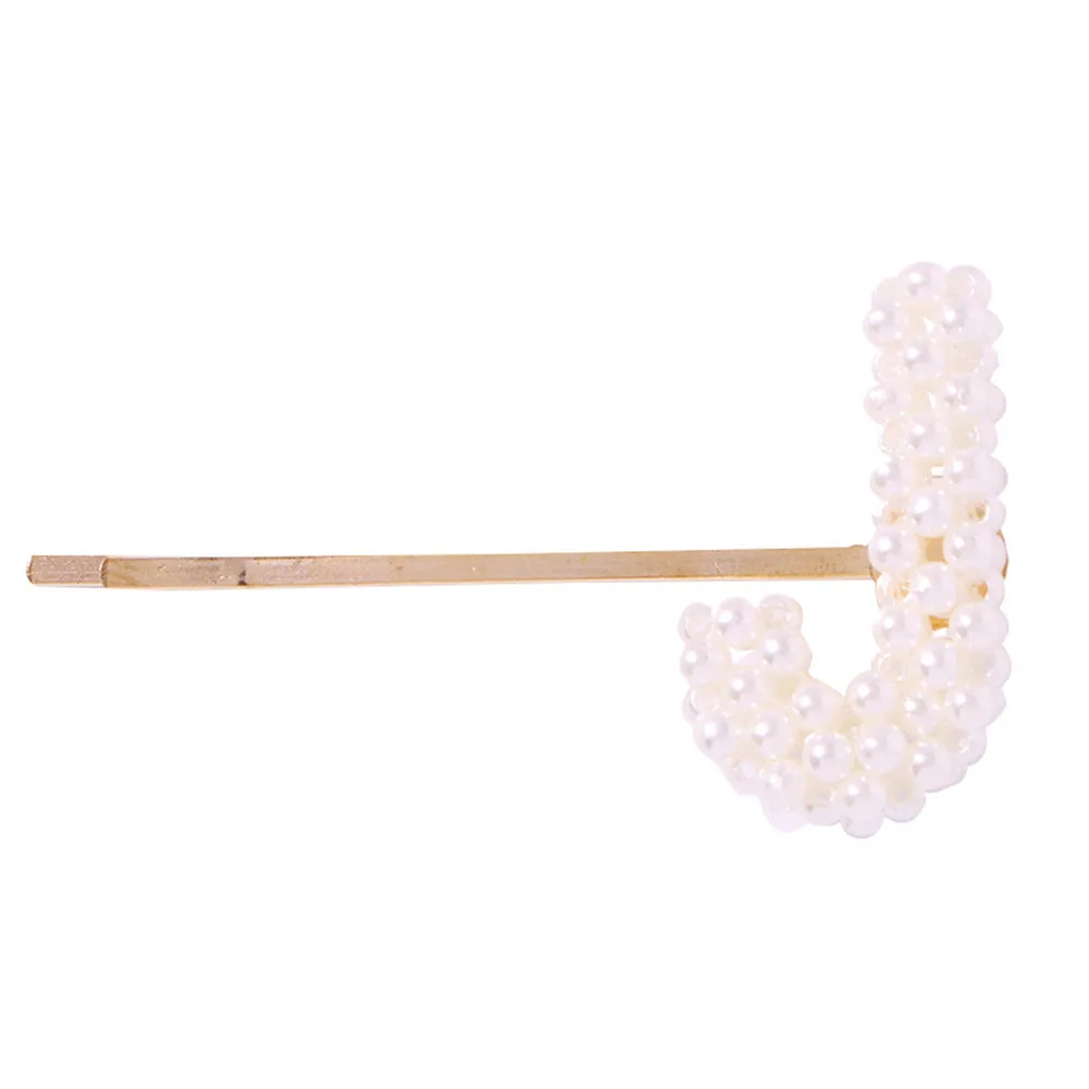 Alphabet Pattern Imitation Pearl Hair Clip