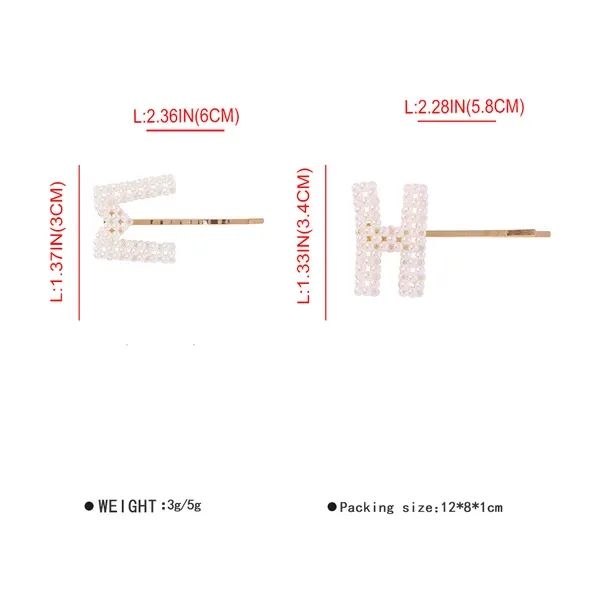 Alphabet Pattern Imitation Pearl Hair Clip