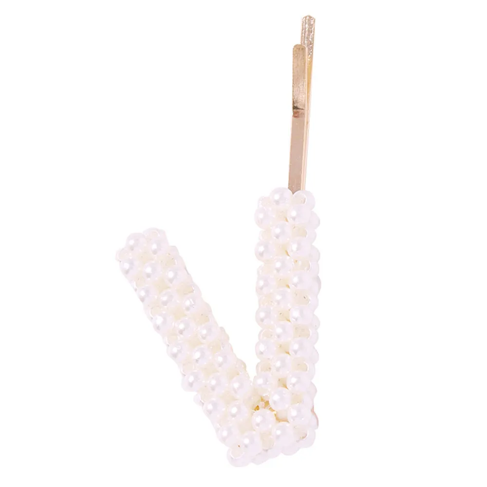 Alphabet Pattern Imitation Pearl Hair Clip