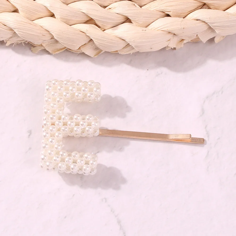 Alphabet Pattern Imitation Pearl Hair Clip