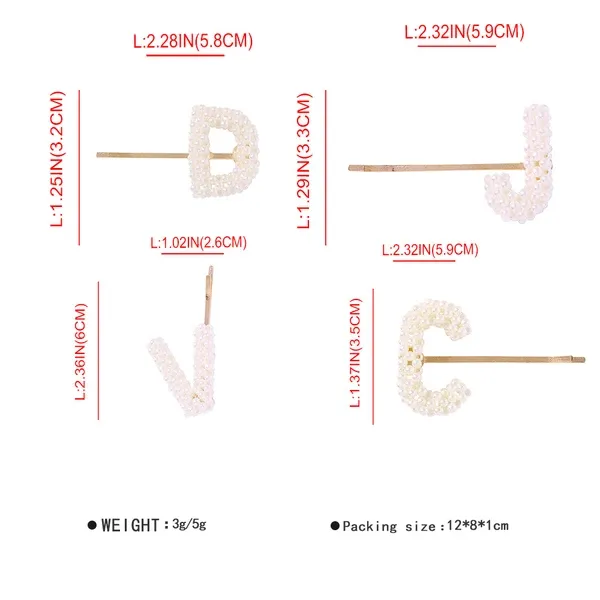 Alphabet Pattern Imitation Pearl Hair Clip