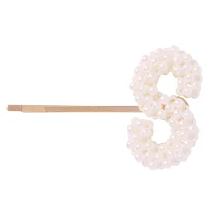 Alphabet Pattern Imitation Pearl Hair Clip