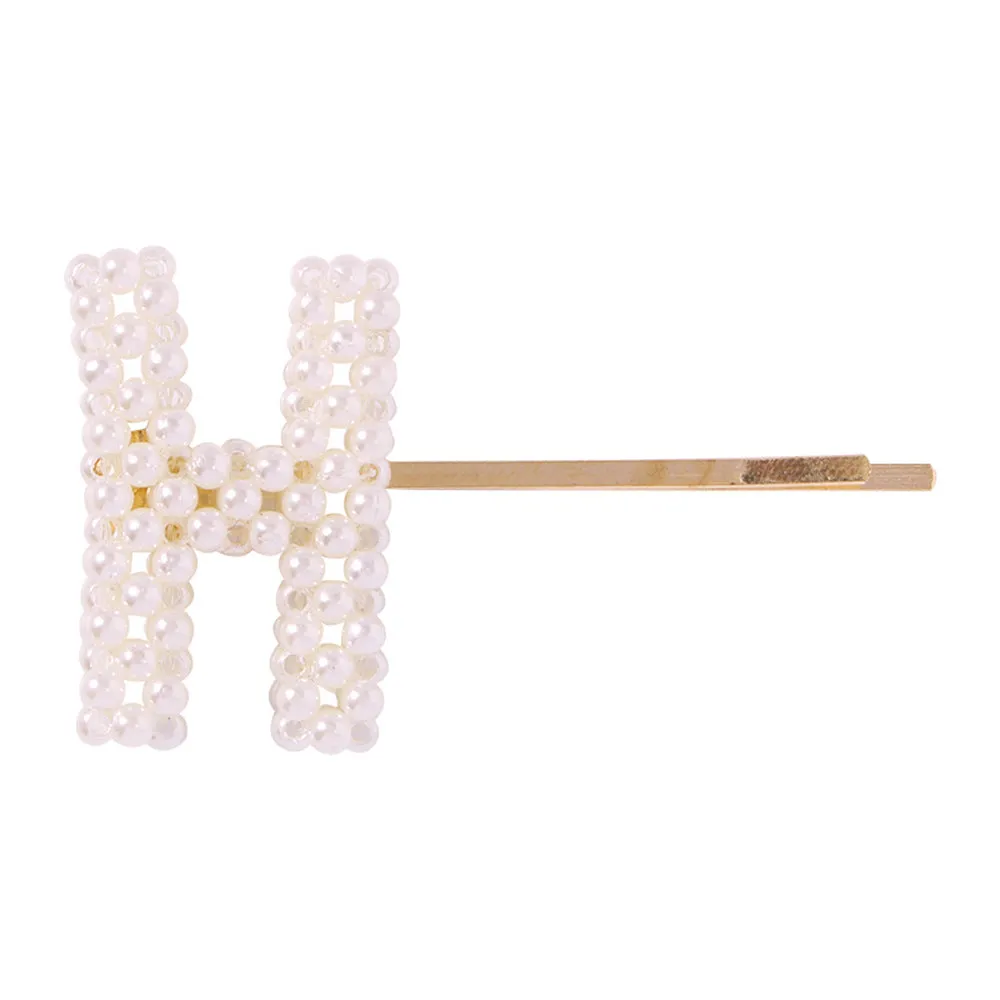 Alphabet Pattern Imitation Pearl Hair Clip