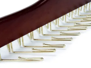 Amber Home Gugertree Wooden Tie and Belt Racks, Tie Hangers Holds 24 Ties Cherry Color (Golden Hook)