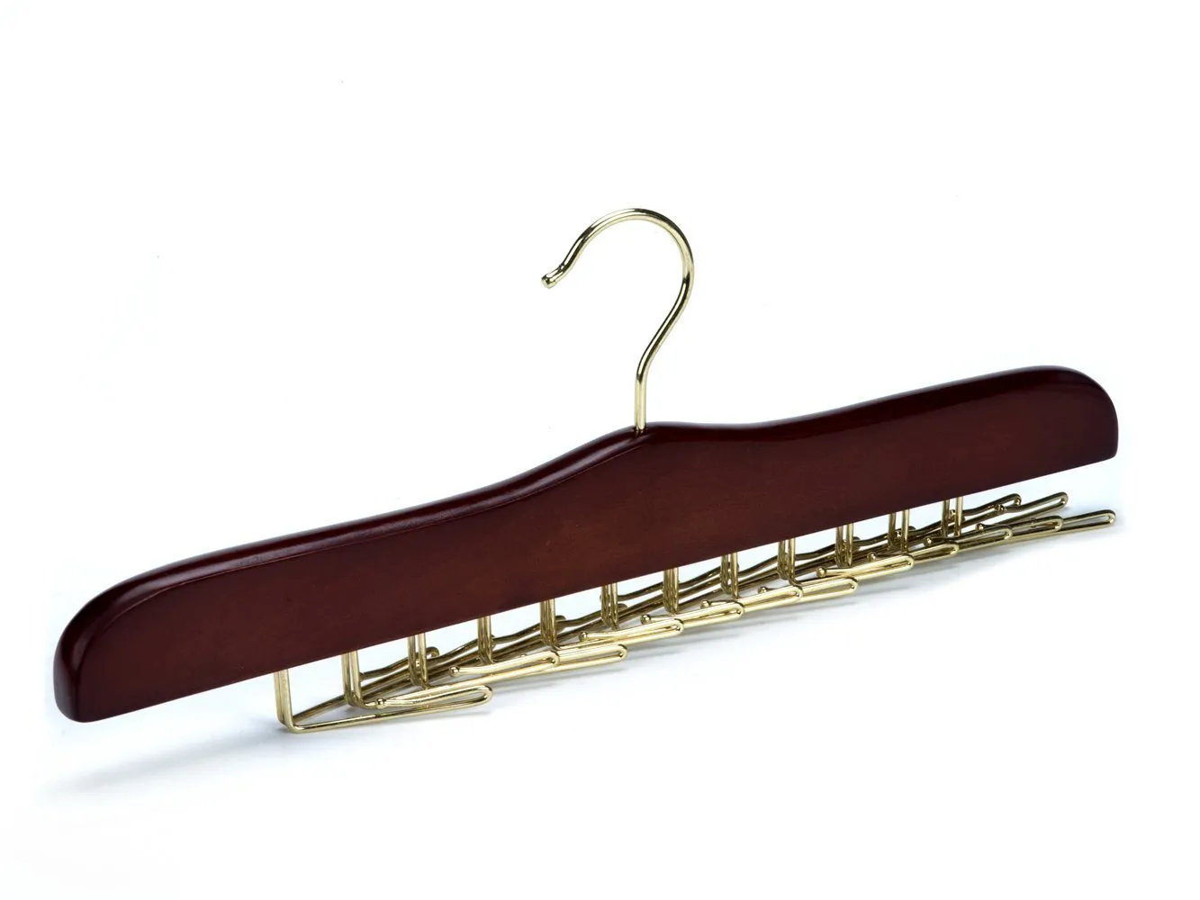 Amber Home Gugertree Wooden Tie and Belt Racks, Tie Hangers Holds 24 Ties Cherry Color (Golden Hook)