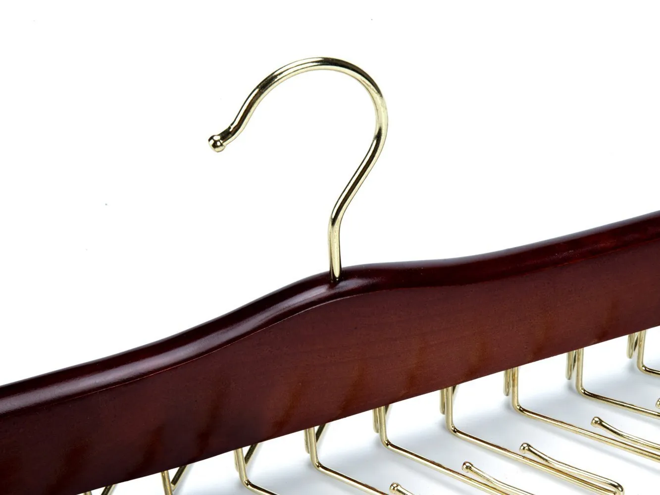 Amber Home Gugertree Wooden Tie and Belt Racks, Tie Hangers Holds 24 Ties Cherry Color (Golden Hook)