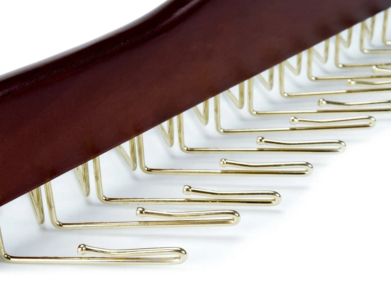 Amber Home Gugertree Wooden Tie and Belt Racks, Tie Hangers Holds 24 Ties Cherry Color (Golden Hook)