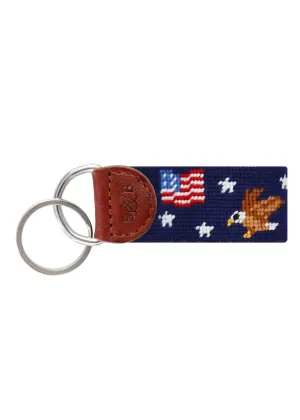 AMERICANA PATTERN NEEDLEPOINT KEY FOB