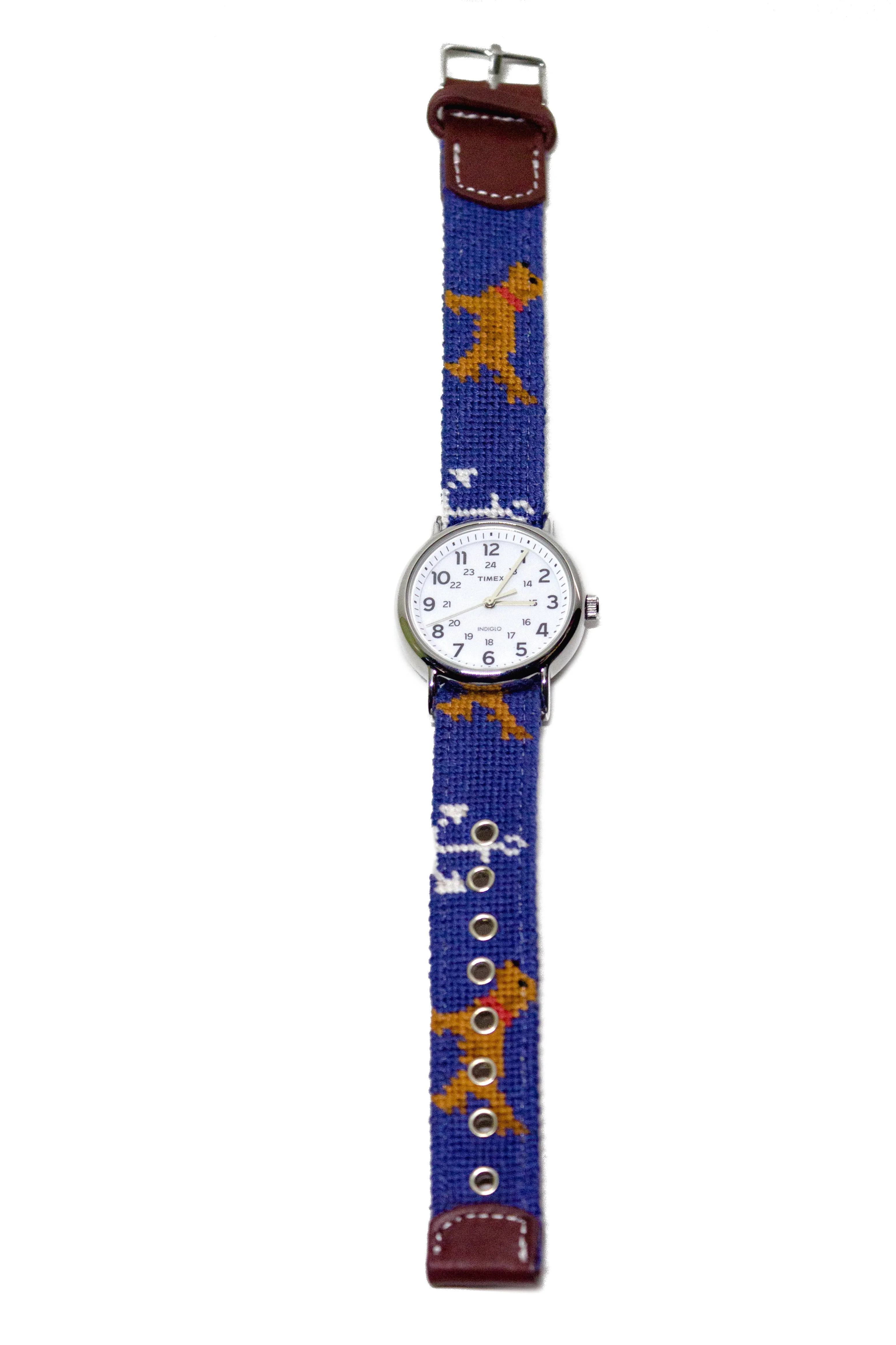 ANCHOR GOLDEN RETRIEVER NEEDLEPOINT WATCH STRAP AND TIMEX FACE