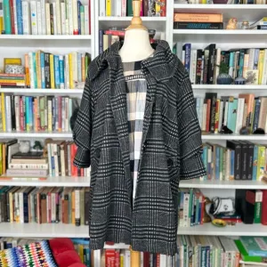 Anthropologie Hazel plaid coat with wide collar and bracelet sleeves