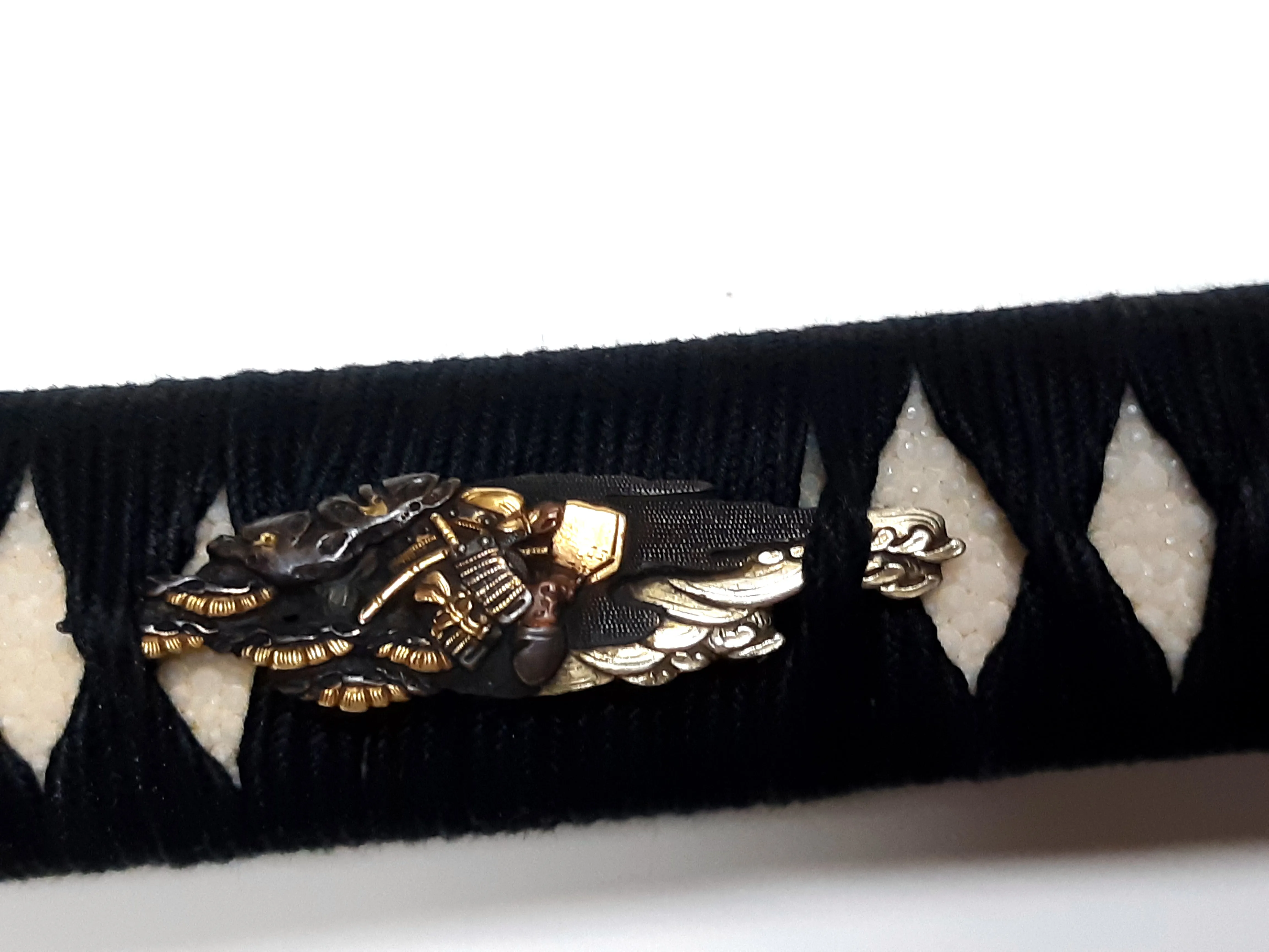 Antique gold fittings with Ishime Saya (charcoal textured)