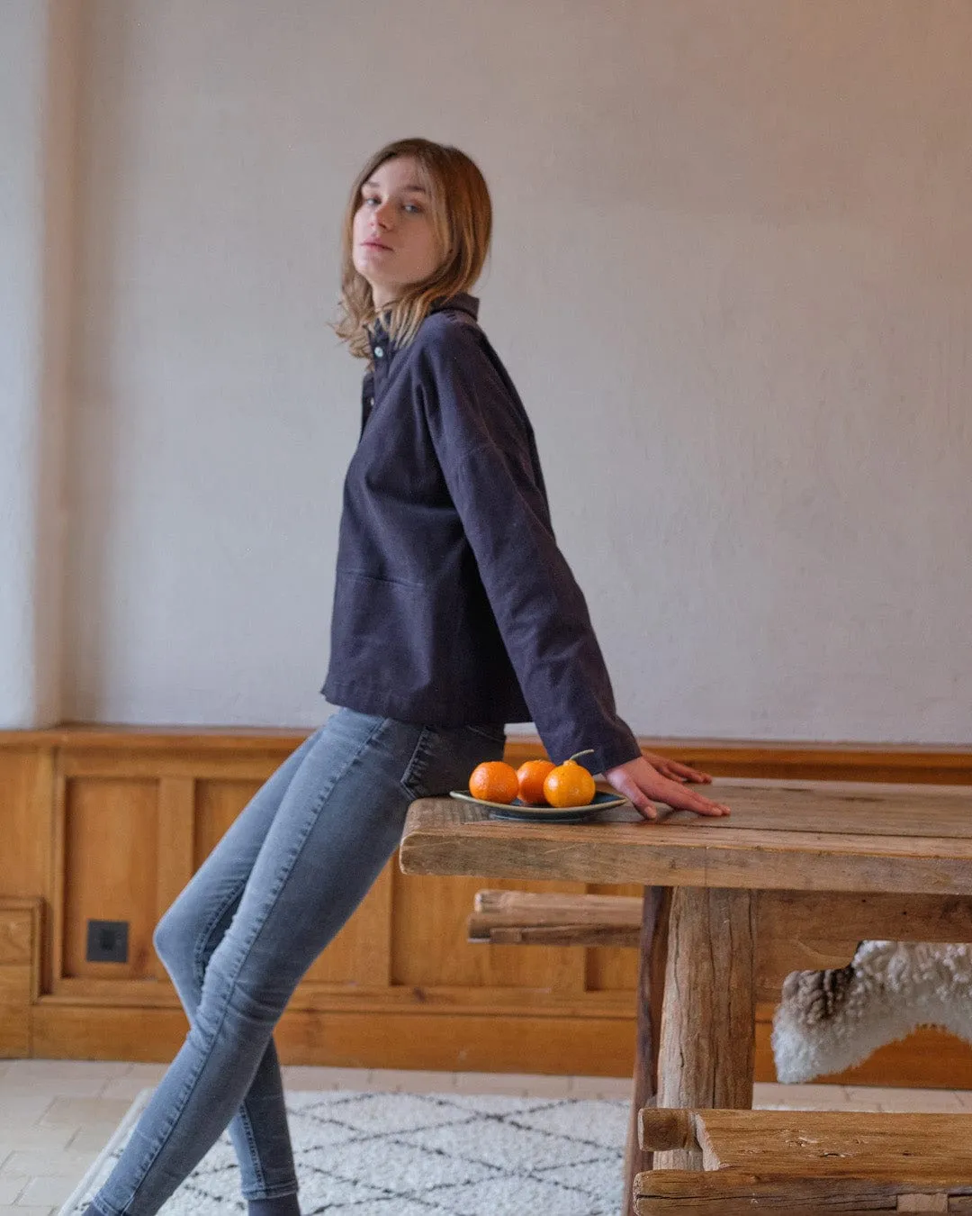 Anya Relaxed Cotton Corduroy Blouse | Grey Cord