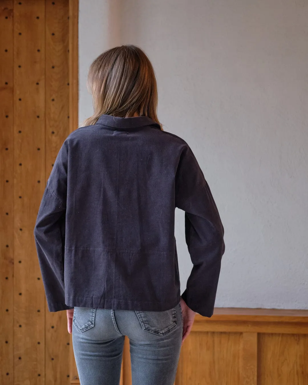 Anya Relaxed Cotton Corduroy Blouse | Grey Cord