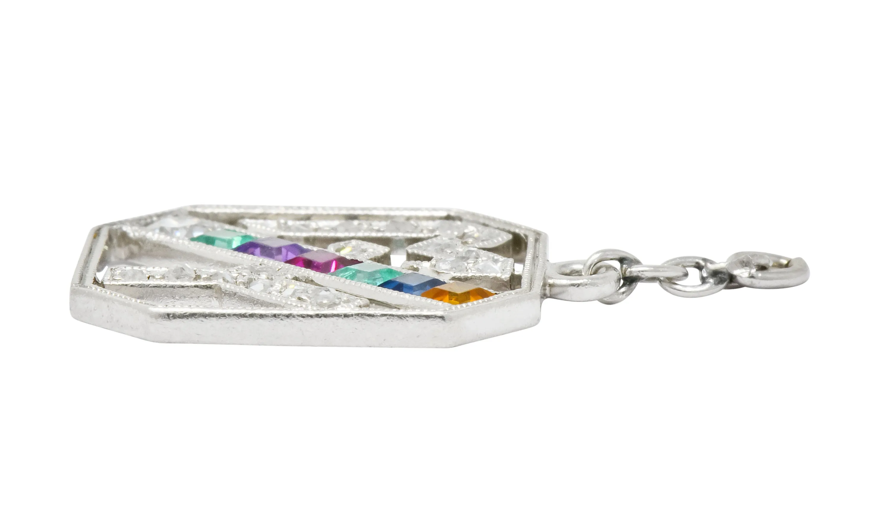 Art Deco Multi-Gem Platinum Acrostic My Dearest Charm