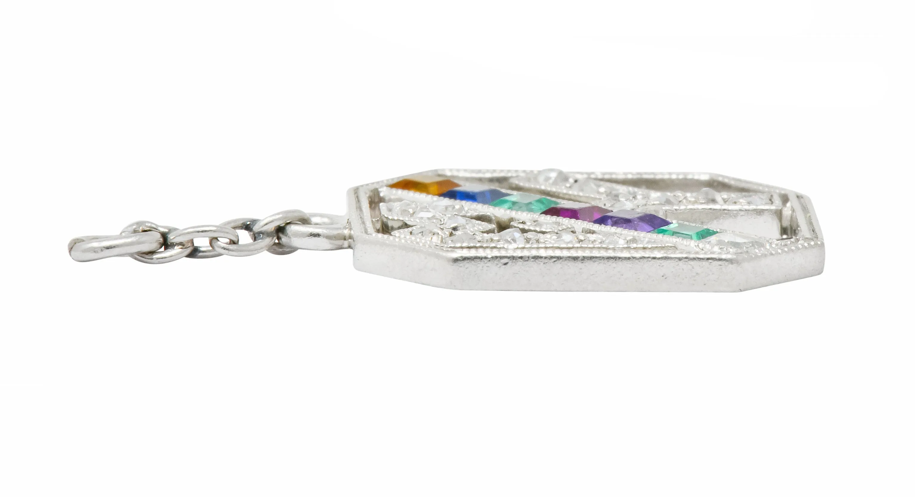 Art Deco Multi-Gem Platinum Acrostic My Dearest Charm