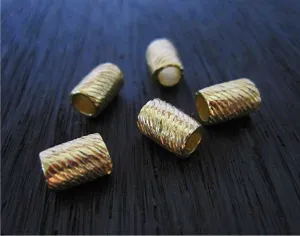 Artisan Diagonal Striped Gold Bronze Bead and Slider (one bead)