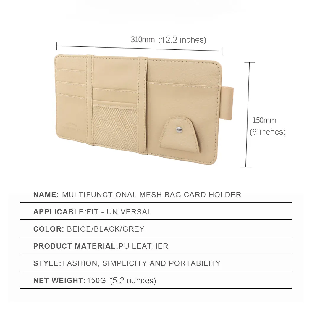Auto Sun Visor Organizer, Sunglasses Holders for Car Sun Visor  Auto Interior Accessories Storage Travel Document Holder with Multi-Pocket PU Leather Cards Receipts Pouch - OOLVS