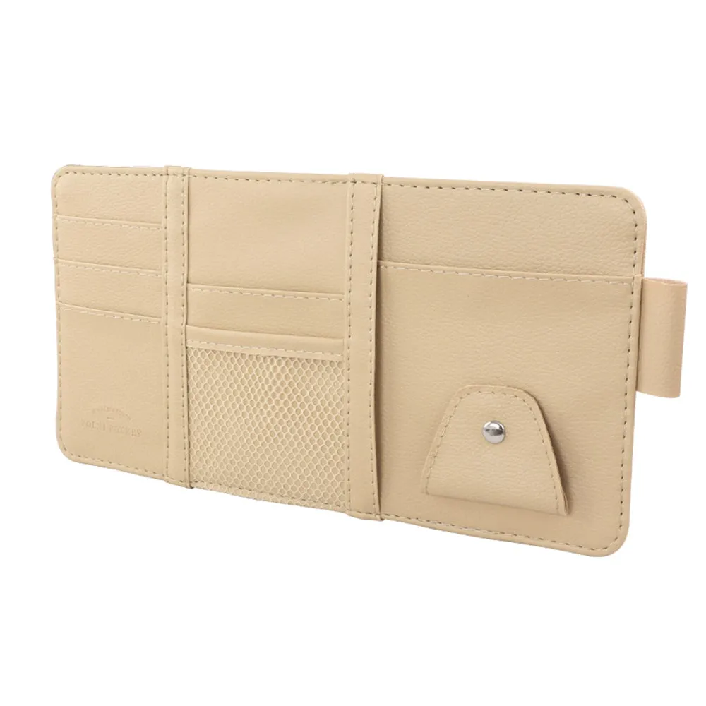 Auto Sun Visor Organizer, Sunglasses Holders for Car Sun Visor  Auto Interior Accessories Storage Travel Document Holder with Multi-Pocket PU Leather Cards Receipts Pouch - OOLVS