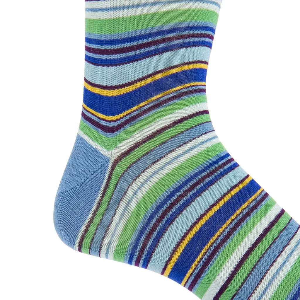 Azure Blue w/ Multi-Colored Stripe