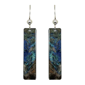 Azurite 2" Metallic Slender Rectangle Earrings, Sterling Silver Earwires, Item# 2442