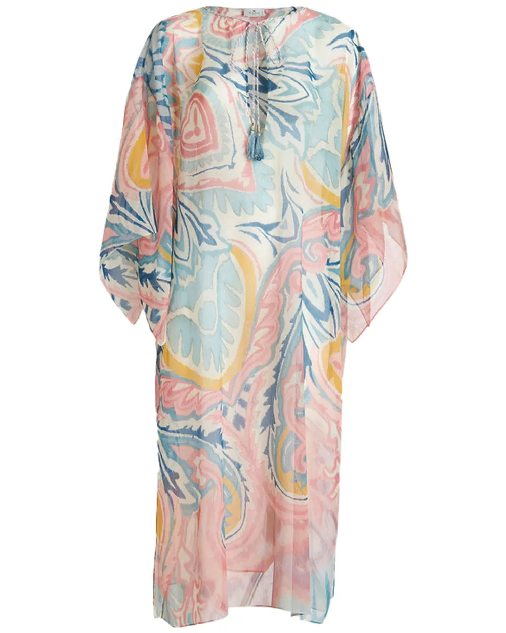 Azzurro Silk Paisley Chiffon Mare Kaftan