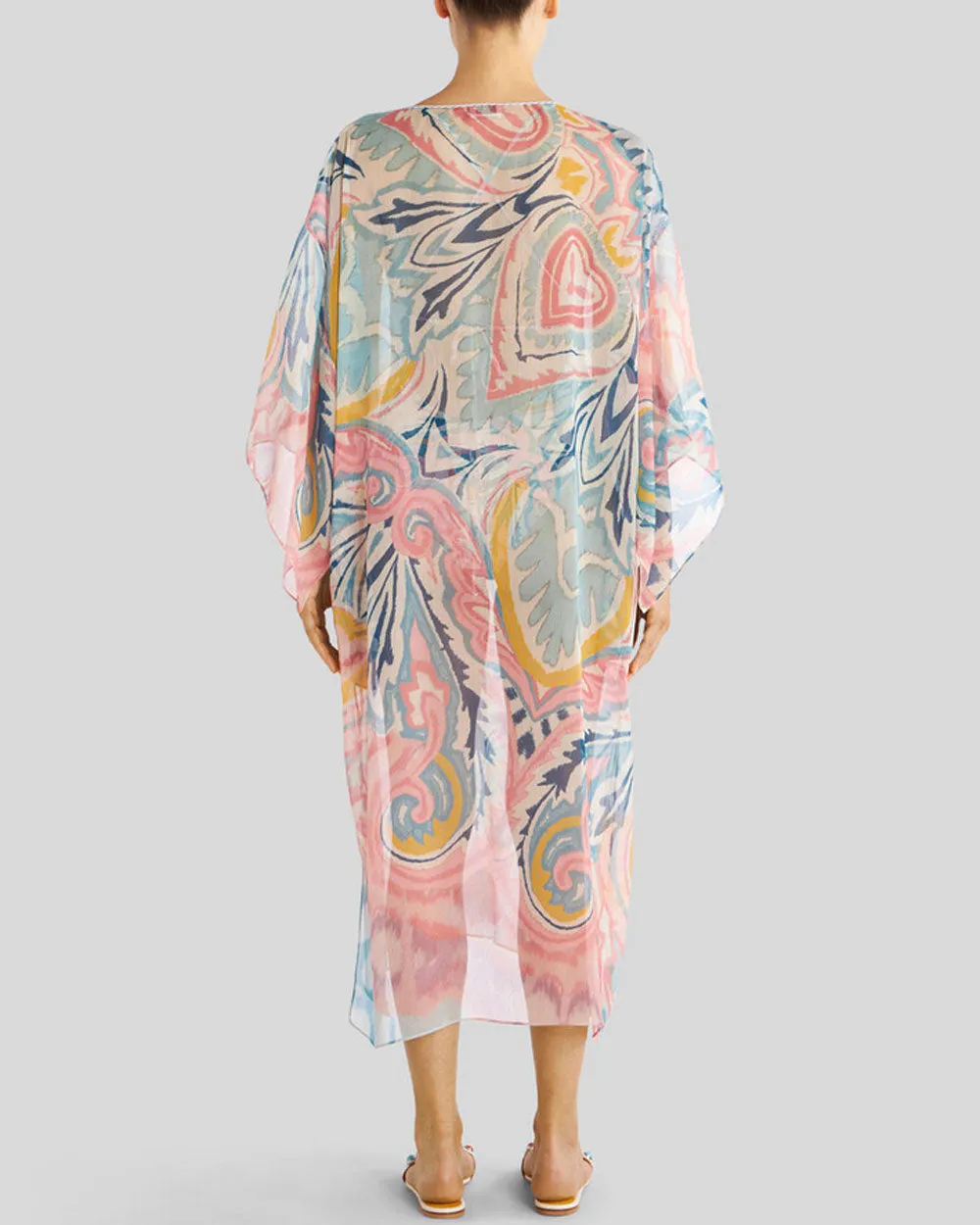 Azzurro Silk Paisley Chiffon Mare Kaftan