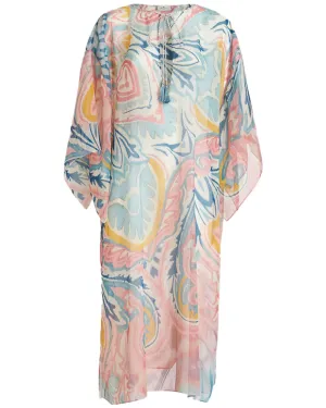 Azzurro Silk Paisley Chiffon Mare Kaftan