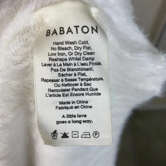 Babaton Top Sweater Slouch White Ulmann Sweater Size Small