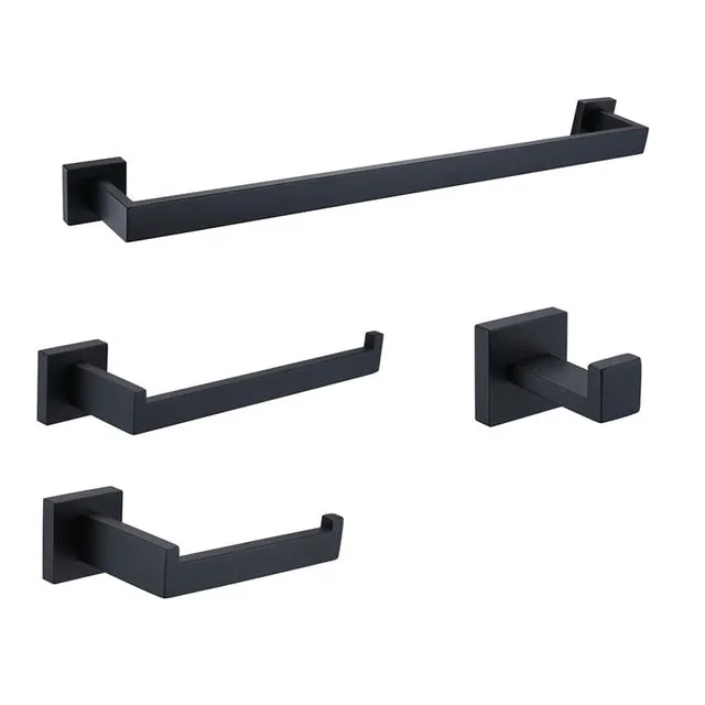 Bathroom Hardware Set Black Robe