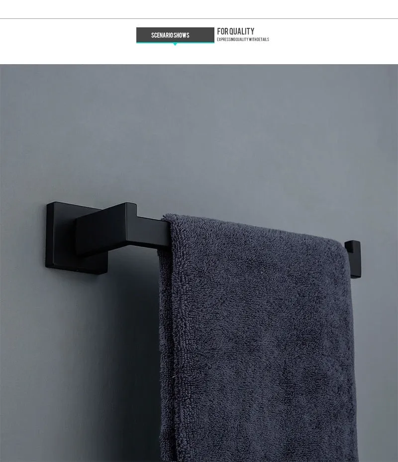 Bathroom Hardware Set Black Robe