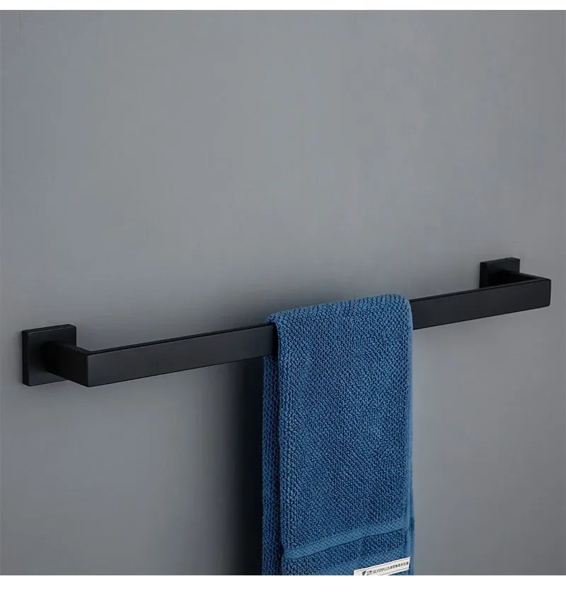 Bathroom Hardware Set Black Robe