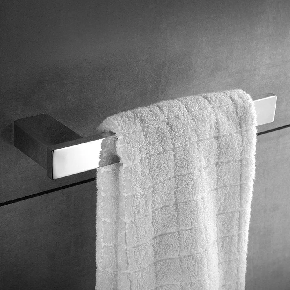 Bathroom Towel Holders Stainless Steel 4-Piece Towel Bar Toilet Paper Holder Towel Ring Robe Hook Bath Accessory Set RUSTPROOF Wall Mount Kitchen Hanger Contemporary Square Style, Brushed Nickel